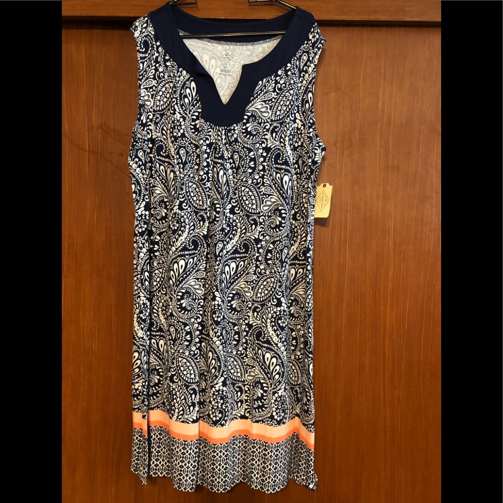 NWT ST. JOHNS BAY Blue Print Dress Size 2x